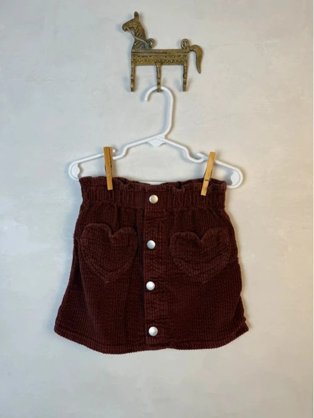 Girls corduroy button up skirt with heart pockets size 4T